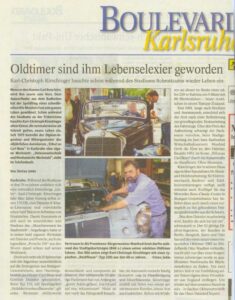 Artikel aus Boulevard Bad / Karlsruhe, Juli 2004. Berichtet wurde über unser Mitglied Karl-Christof Kirschinger. Artikel aus Boulevard Bad / Karlsruhe, Juli 2004. Berichtet wurde über unser Mitglied Karl-Christof Kirschinger.